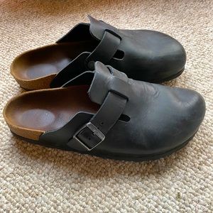 Birkenstock Boston Clogs, 42 Narrow, Iron Leather